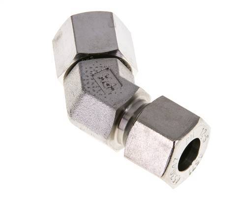 12S Raccord de coupe coudé 45deg en acier inoxydable avec pivot 630 bar Joint torique FKM Cône réglable ISO 8434-1