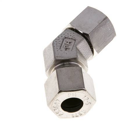 12S Raccord de coupe coudé 45deg en acier inoxydable avec pivot 630 bar Joint torique FKM Cône réglable ISO 8434-1