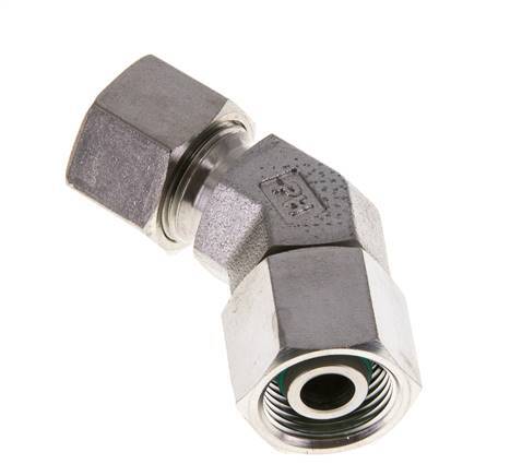 12S Raccord de coupe coudé 45deg en acier inoxydable avec pivot 630 bar Joint torique FKM Cône réglable ISO 8434-1