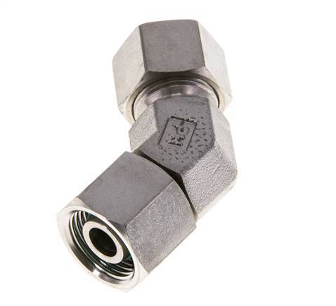 12S Raccord de coupe coudé 45deg en acier inoxydable avec pivot 630 bar Joint torique FKM Cône réglable ISO 8434-1