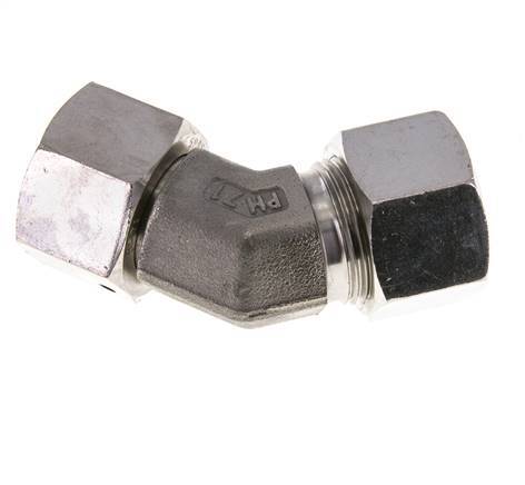 20S Stainless Steel 45deg Elbow Cutting Fitting with Swivel 400 bar FKM O-ring Sealing Cone Adjustable ISO 8434-1