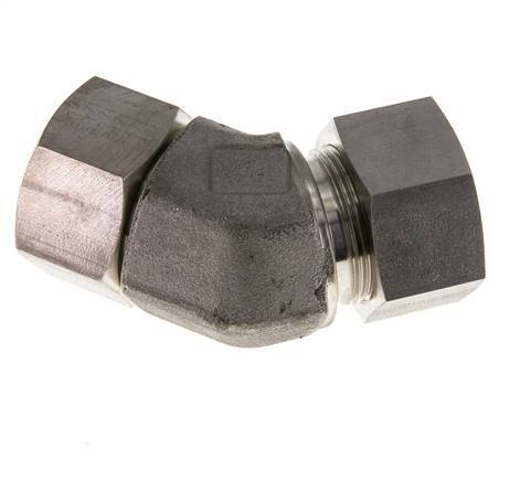 30S Stainless Steel 45deg Elbow Cutting Fitting with Swivel 400 bar FKM O-ring Sealing Cone Adjustable ISO 8434-1