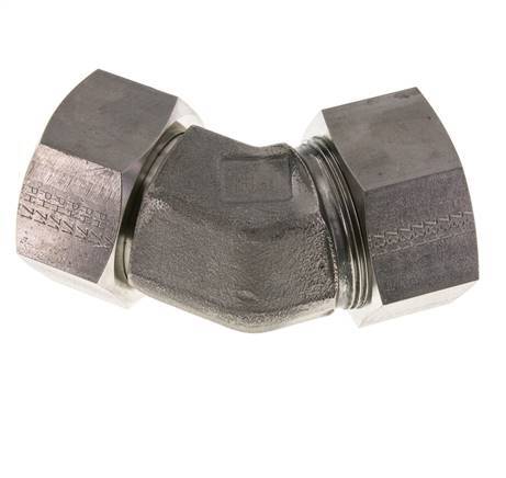 38S Stainless Steel 45deg Elbow Cutting Fitting with Swivel 315 bar FKM O-ring Sealing Cone Adjustable ISO 8434-1