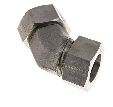 38S Raccord de coupe coudé 45deg en acier inoxydable avec pivot 315 bar Joint torique FKM Cône réglable ISO 8434-1