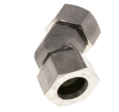 38S Raccord de coupe coudé 45deg en acier inoxydable avec pivot 315 bar Joint torique FKM Cône réglable ISO 8434-1