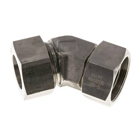 38S Raccord de coupe coudé 45deg en acier inoxydable avec pivot 315 bar Joint torique FKM Cône réglable ISO 8434-1