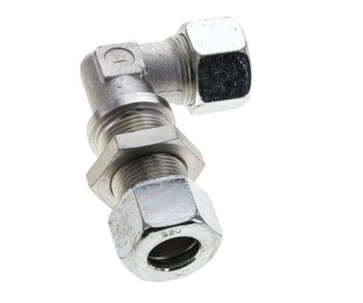 20S Acier zingué Coude de coupe Raccord de cloison 400 bar ISO 8434-1
