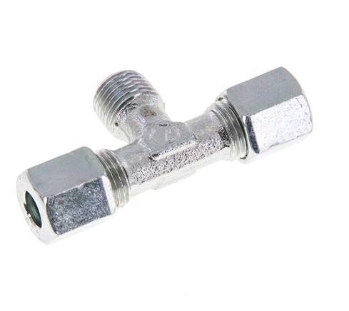 6LL & M10x1 (con) Acier zingue T-Shape Tee Cutting Fitting with Male Threads 100 bar ISO 8434-1