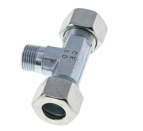 15L & M18x1.5 (con) Acier zingue T-Shape Te Cutting Fitting with Male Threads 315 bar ISO 8434-1