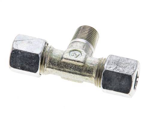 8LL & R1/8'' Zink plated Steel T-Shape Tee Cutting Fitting with Male Threads 100 bar ISO 8434-1