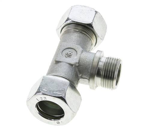 22L & G3/4'' Acier zingue T-Shape Tee Cutting Fitting with Male Threads 160 bar ISO 8434-1