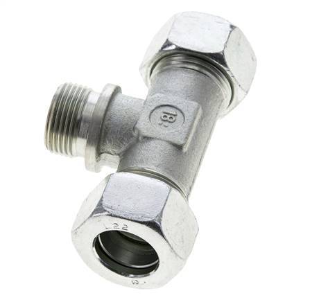 22L & G3/4'' Acier zingue T-Shape Tee Cutting Fitting with Male Threads 160 bar ISO 8434-1