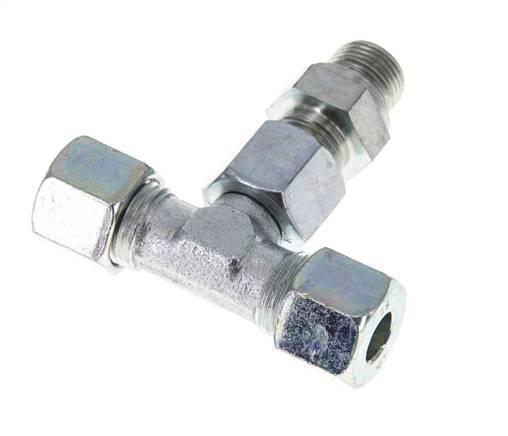 10S & G3/8'' Te de coupe en acier zingue à filetage mâle 630 bar reglable ISO 8434-1