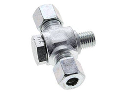 8L & M12x1.5 Zink plated Steel Tee Swivel Joint Cutting Fitting with Male Threads 315 bar ISO 8434-1