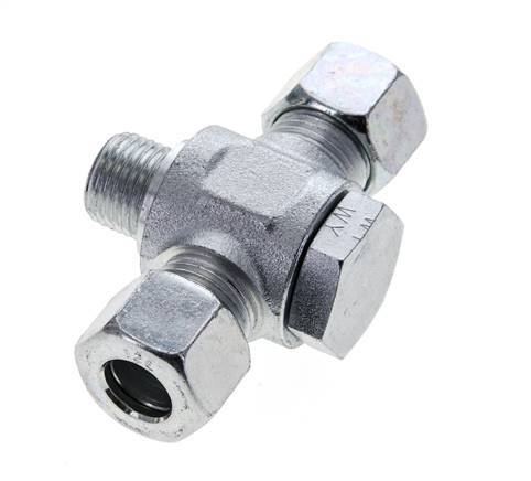 12L & M16x1.5 Zink plated Steel Tee Swivel Joint Cutting Fitting with Male Threads 315 bar ISO 8434-1