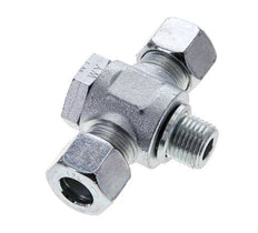 12L & M16x1.5 Zink plated Steel Tee Swivel Joint Cutting Fitting with Male Threads 315 bar ISO 8434-1