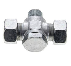 18L & M22x1.5 Zink plated Steel Tee Swivel Joint Cutting Fitting with Male Threads 315 bar ISO 8434-1