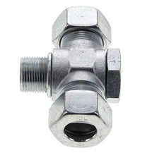 18L & M22x1.5 Zink plated Steel Tee Swivel Joint Cutting Fitting with Male Threads 315 bar ISO 8434-1