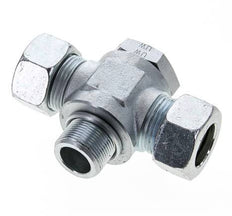 22L & M26x1.5 Zink plated Steel Tee Swivel Joint Cutting Fitting with Male Threads 160 bar ISO 8434-1