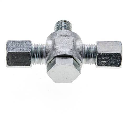 6S & M12x1.5 Zink plated Steel Tee Swivel Joint Cutting Fitting with Male Threads 400 bar ISO 8434-1