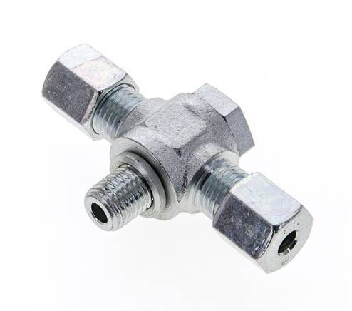 6S & M12x1.5 Zink plated Steel Tee Swivel Joint Cutting Fitting with Male Threads 400 bar ISO 8434-1