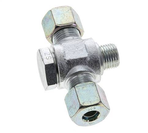 10S & M16x1.5 Zink plated Steel Tee Swivel Joint Cutting Fitting with Male Threads 400 bar ISO 8434-1