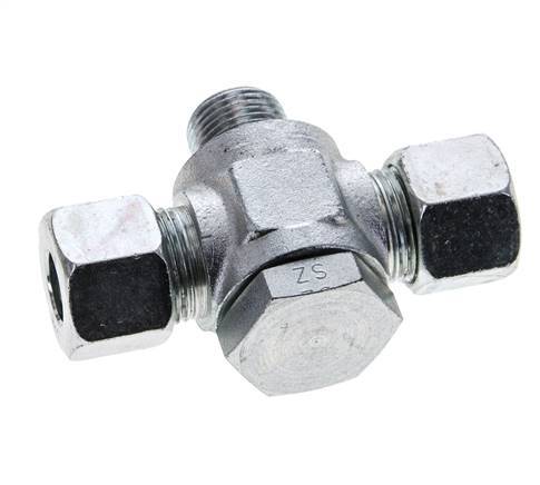 12S & M18x1.5 Zink plated Steel Tee Swivel Joint Cutting Fitting with Male Threads 400 bar ISO 8434-1