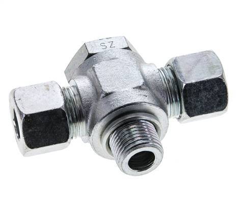 12S & M18x1.5 Zink plated Steel Tee Swivel Joint Cutting Fitting with Male Threads 400 bar ISO 8434-1