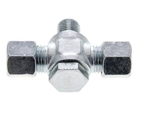 10L & G1/4'' Zink plated Steel Tee Swivel Joint Cutting Fitting with Male Threads 315 bar ISO 8434-1