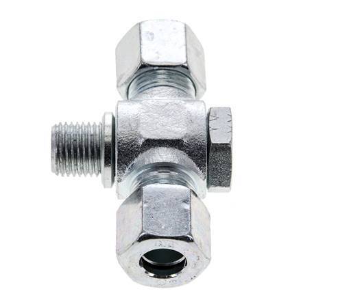 10L & G1/4'' Zink plated Steel Tee Swivel Joint Cutting Fitting with Male Threads 315 bar ISO 8434-1