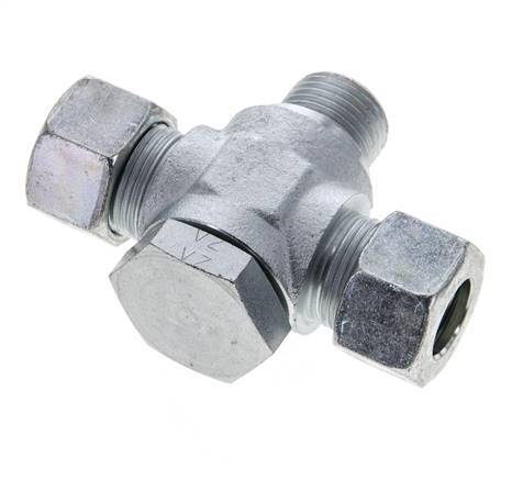 15L & G1/2'' Zink plated Steel Tee Swivel Joint Cutting Fitting with Male Threads 315 bar ISO 8434-1