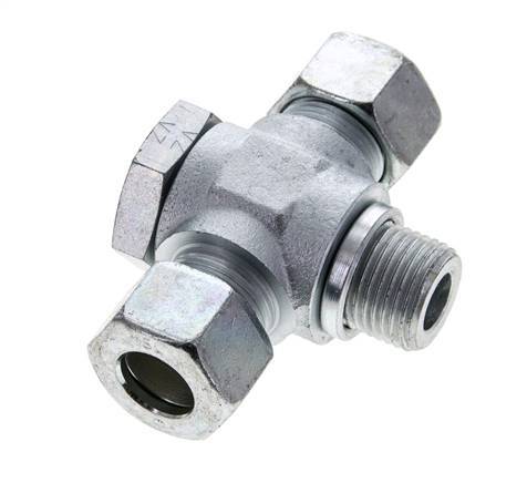 15L & G1/2'' Zink plated Steel Tee Swivel Joint Cutting Fitting with Male Threads 315 bar ISO 8434-1