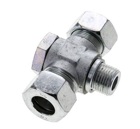 18L & G1/2'' Zink plated Steel Tee Swivel Joint Cutting Fitting with Male Threads 315 bar ISO 8434-1