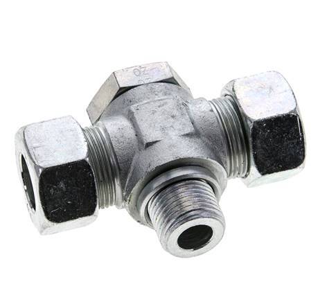 18L & G1/2'' Zink plated Steel Tee Swivel Joint Cutting Fitting with Male Threads 315 bar ISO 8434-1