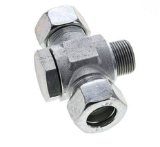 22L & G3/4'' Zink plated Steel Tee Swivel Joint Cutting Fitting with Male Threads 160 bar ISO 8434-1