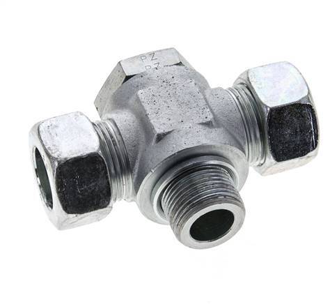 22L & G3/4'' Zink plated Steel Tee Swivel Joint Cutting Fitting with Male Threads 160 bar ISO 8434-1