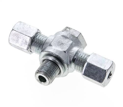 6S & G1/4'' Zink plated Steel Tee Swivel Joint Cutting Fitting with Male Threads 400 bar ISO 8434-1