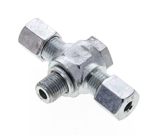 6S & G1/4'' Zink plated Steel Tee Swivel Joint Cutting Fitting with Male Threads 400 bar ISO 8434-1