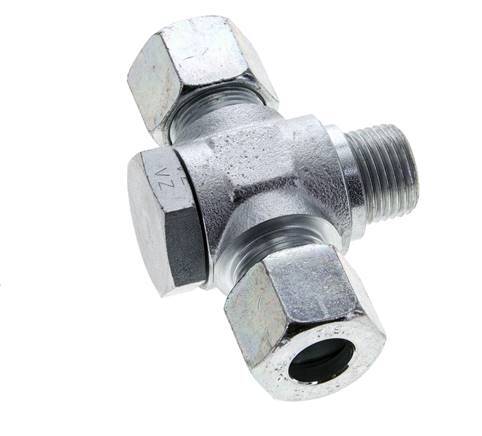 14S & G1/2'' Zink plated Steel Tee Swivel Joint Cutting Fitting with Male Threads 400 bar ISO 8434-1