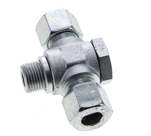 14S & G1/2'' Zink plated Steel Tee Swivel Joint Cutting Fitting with Male Threads 400 bar ISO 8434-1