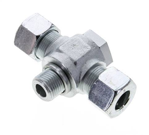 16S & G1/2'' Zink plated Steel Tee Swivel Joint Cutting Fitting with Male Threads 400 bar ISO 8434-1