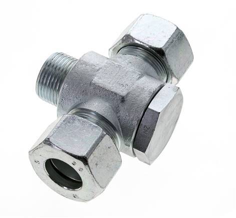 25S & G1'' Zink plated Steel Tee Swivel Joint Cutting Fitting with Male Threads 250 bar ISO 8434-1