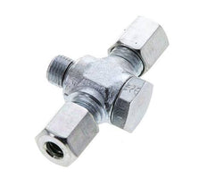 6L & M10x1 Acier zingue Tee Swivel Joint Cutting Fitting with Male Threads 315 bar NBR ISO 8434-1