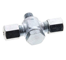 6L & M10x1 Acier zingue Tee Swivel Joint Cutting Fitting with Male Threads 315 bar NBR ISO 8434-1