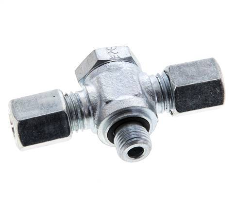 6L & M10x1 Acier zingue Tee Swivel Joint Cutting Fitting with Male Threads 315 bar NBR ISO 8434-1