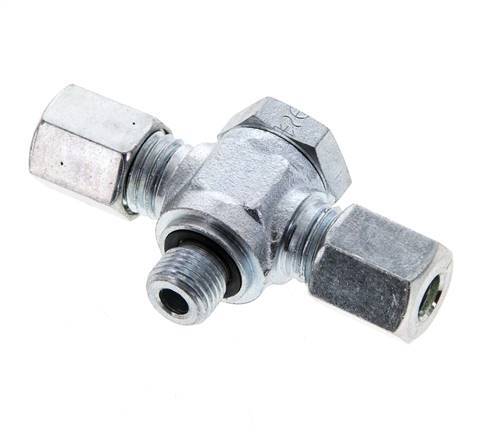 6L & M10x1 Acier zingue Tee Swivel Joint Cutting Fitting with Male Threads 315 bar NBR ISO 8434-1