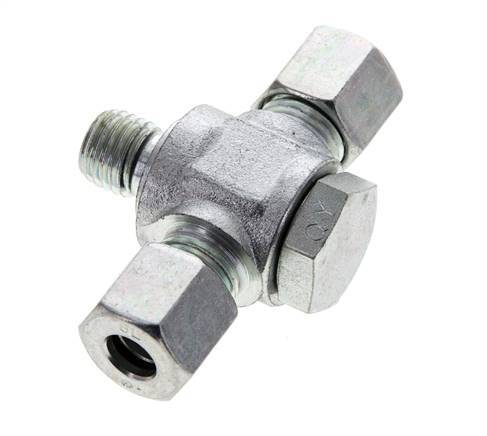 8L & M12x1.5 Acier zingue Tee Swivel Joint Cutting Fitting with Male Threads 315 bar NBR ISO 8434-1