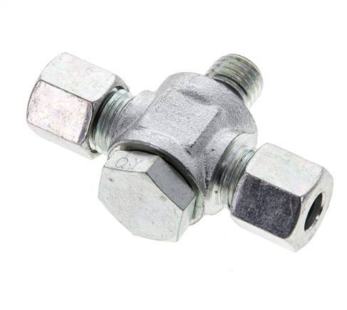 8L & M12x1.5 Acier zingue Tee Swivel Joint Cutting Fitting with Male Threads 315 bar NBR ISO 8434-1