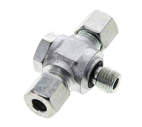 8L & M12x1.5 Acier zingue Tee Swivel Joint Cutting Fitting with Male Threads 315 bar NBR ISO 8434-1