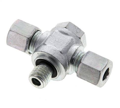 8L & M12x1.5 Acier zingue Tee Swivel Joint Cutting Fitting with Male Threads 315 bar NBR ISO 8434-1